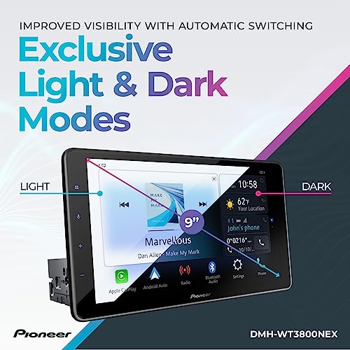 Pioneer DMH-WT3800NEX Digital Multimedia Receiver with Wireless Apple CarPlay and Android Auto, 9” Capacitive Floating Screen, Single-DIN, Built-in Bluetooth and WiFi, Amazon Alexa via App Pioneer DMH-WT3800NEX Digital Multimedia Receiver with Wireless Apple CarPlay and Android Auto, 9” Capacitive Floating Screen, Single-DIN, Built-in Bluetooth and WiFi, Amazon Alexa via App